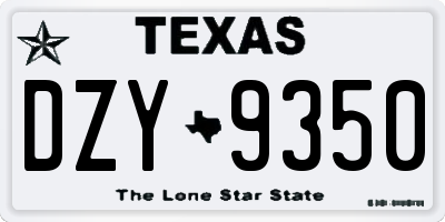 TX license plate DZY9350