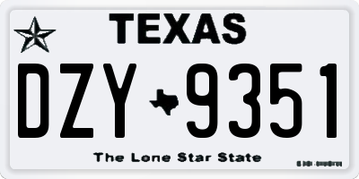 TX license plate DZY9351