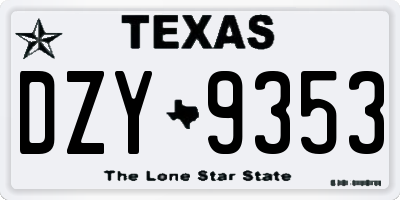 TX license plate DZY9353