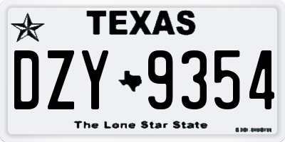 TX license plate DZY9354