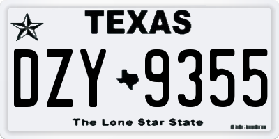 TX license plate DZY9355