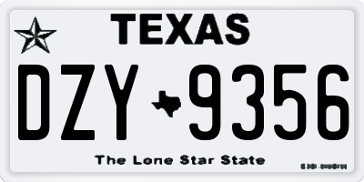 TX license plate DZY9356