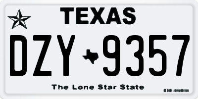 TX license plate DZY9357