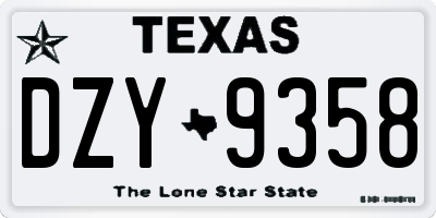 TX license plate DZY9358