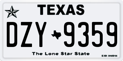 TX license plate DZY9359