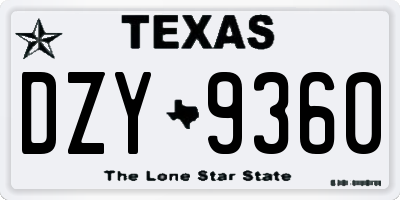 TX license plate DZY9360