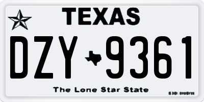 TX license plate DZY9361