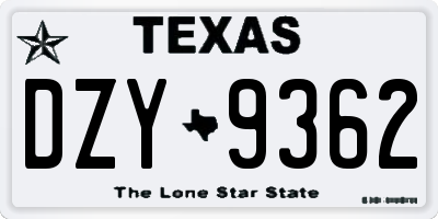 TX license plate DZY9362