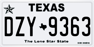 TX license plate DZY9363