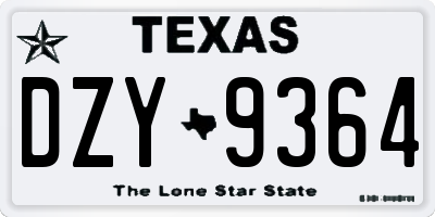 TX license plate DZY9364