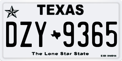 TX license plate DZY9365