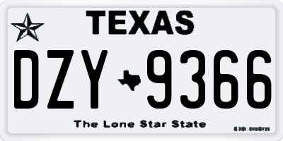 TX license plate DZY9366