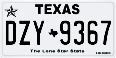 TX license plate DZY9367