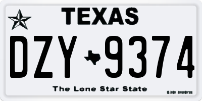 TX license plate DZY9374