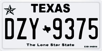 TX license plate DZY9375