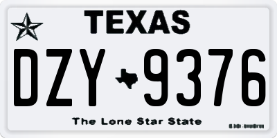 TX license plate DZY9376