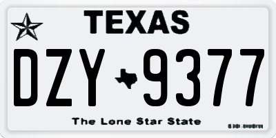 TX license plate DZY9377