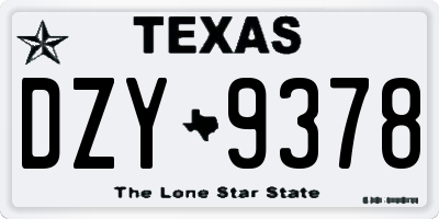 TX license plate DZY9378