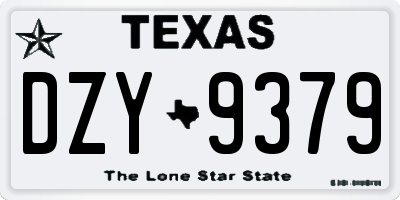 TX license plate DZY9379