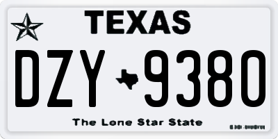 TX license plate DZY9380