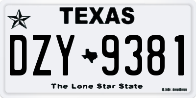 TX license plate DZY9381