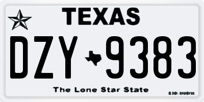 TX license plate DZY9383