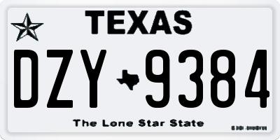 TX license plate DZY9384