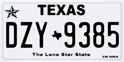 TX license plate DZY9385