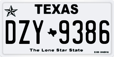 TX license plate DZY9386