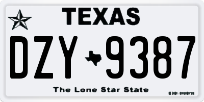 TX license plate DZY9387