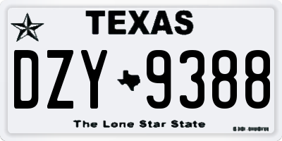 TX license plate DZY9388