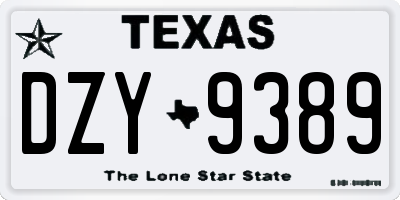 TX license plate DZY9389