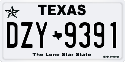 TX license plate DZY9391