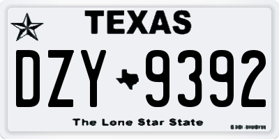 TX license plate DZY9392