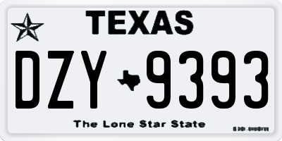 TX license plate DZY9393