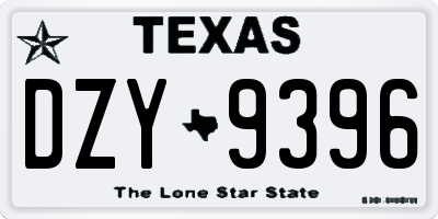 TX license plate DZY9396