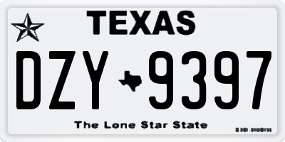 TX license plate DZY9397