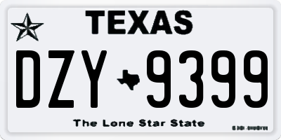 TX license plate DZY9399