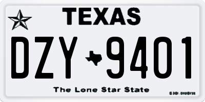 TX license plate DZY9401