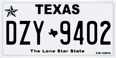 TX license plate DZY9402