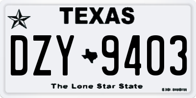 TX license plate DZY9403