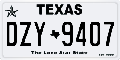 TX license plate DZY9407