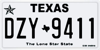 TX license plate DZY9411