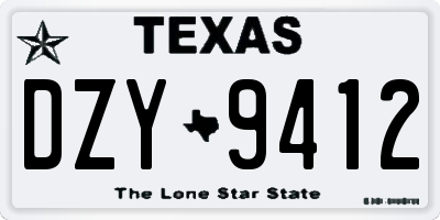 TX license plate DZY9412