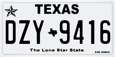 TX license plate DZY9416