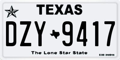 TX license plate DZY9417