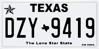 TX license plate DZY9419