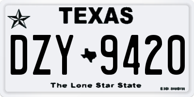 TX license plate DZY9420