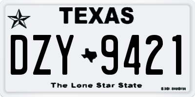 TX license plate DZY9421