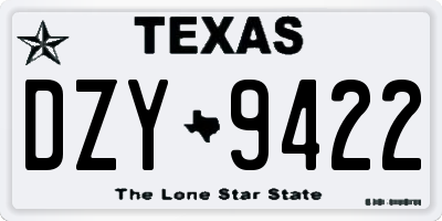 TX license plate DZY9422